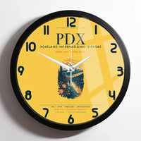 Thumbnail for Portland International Airport (PDX) design on yellow framed wall clock