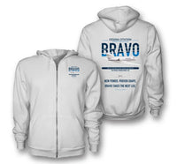 Thumbnail for Cessna Citation Bravo design on white premium zipped hoodie, double-side print