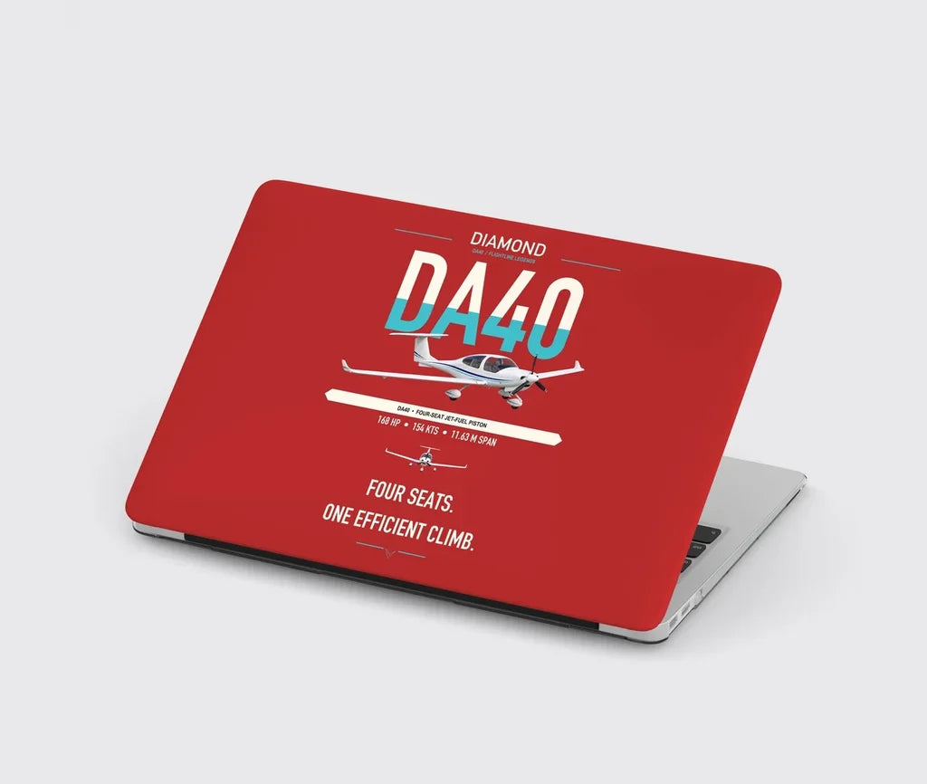 Diamond DA40 design on red MacBook case