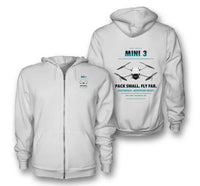 Thumbnail for DJI Mini 3 design on white zipped hoodie