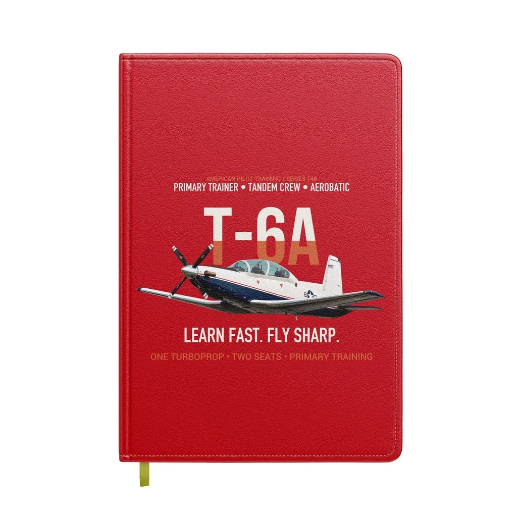 T-6A Texan II Train The Next Generation design on red notebook