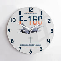 Thumbnail for F-16C Fighting Falcon One Airframe Every Mission design on light gray no frame wall clock