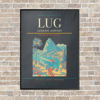 Thumbnail for Lugano Airport LUG vertical canvas print - framed - gray background