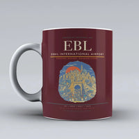 Thumbnail for International Airport EBL Mug design on dark red erbil