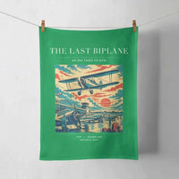 Thumbnail for VINTAGE G4054 - The Last Biplane - Designed Towels design on green