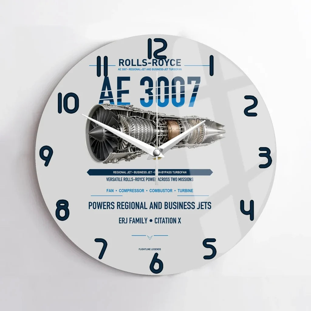 AE 3007 design on light gray no frame wall clock