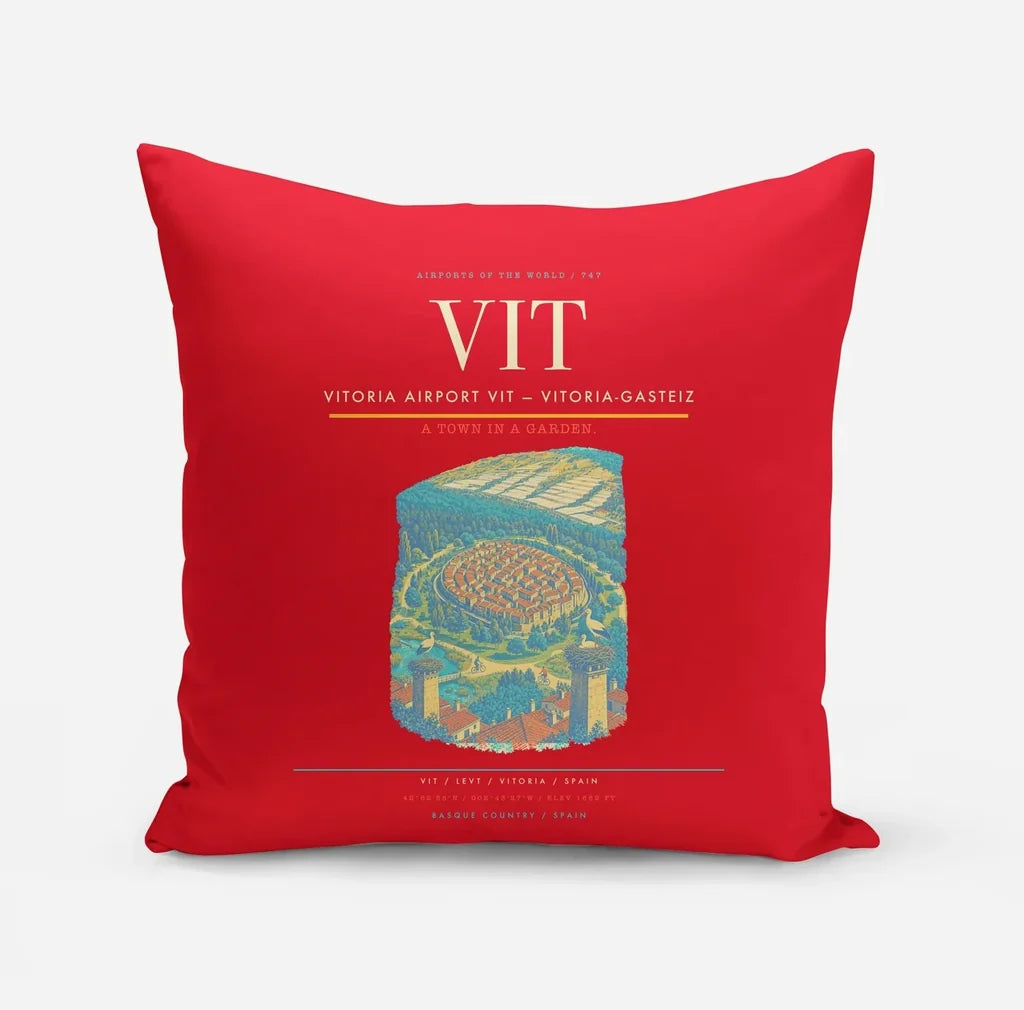 Vitoria Airport (VIT) design on red pillow