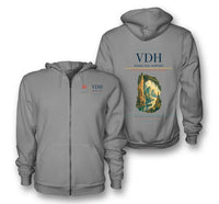 Thumbnail for Dong Hoi Airport (VDH) design on gray premium zipped hoodie
