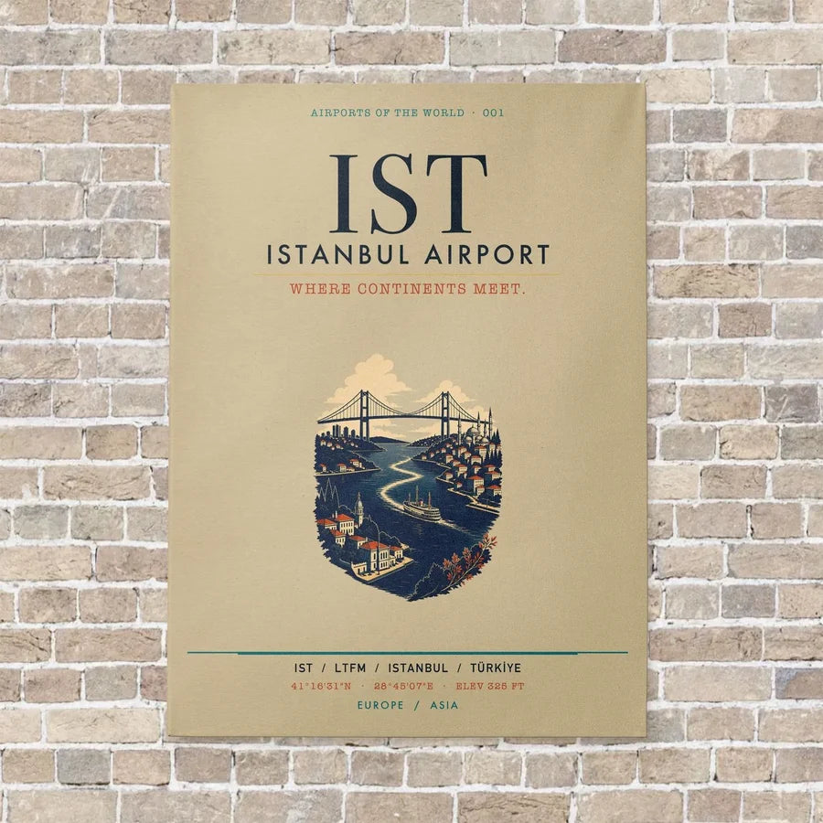 Istanbul Airport IST vertical canvas print - no frame - beige background