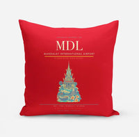 Thumbnail for Mandalay International Airport (MDL) design on red pillow