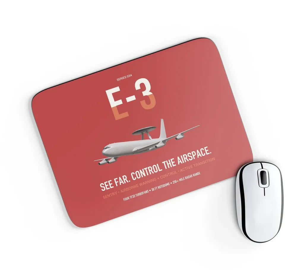 E-3 Sentry AWACS design on red rectangle mouse pad