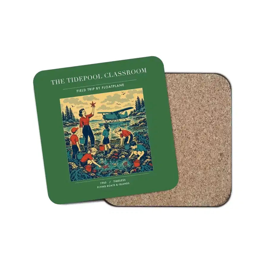 The Tidepool Classroom - Designed Coasters design on green 1-piece
