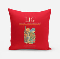 Thumbnail for Limoges – Bellegarde Airport (LIG) design on red pillow