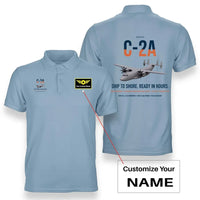 Thumbnail for C-2A Greyhound design on light blue+name double-side polo t-shirt, double-side print