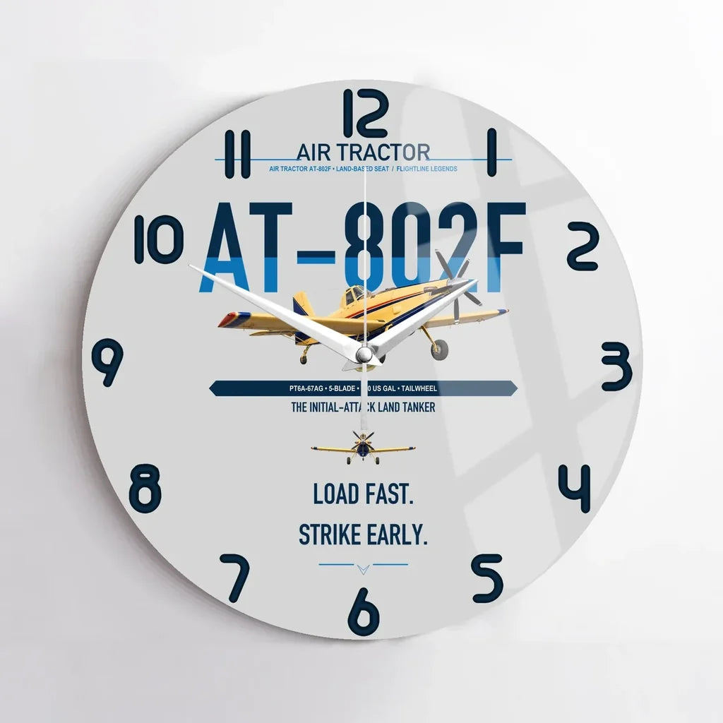Air Tractor AT-802F design on light gray no frame wall clock