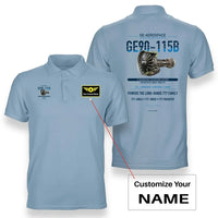 Thumbnail for GE90-115B design on light blue polo with custom name badge