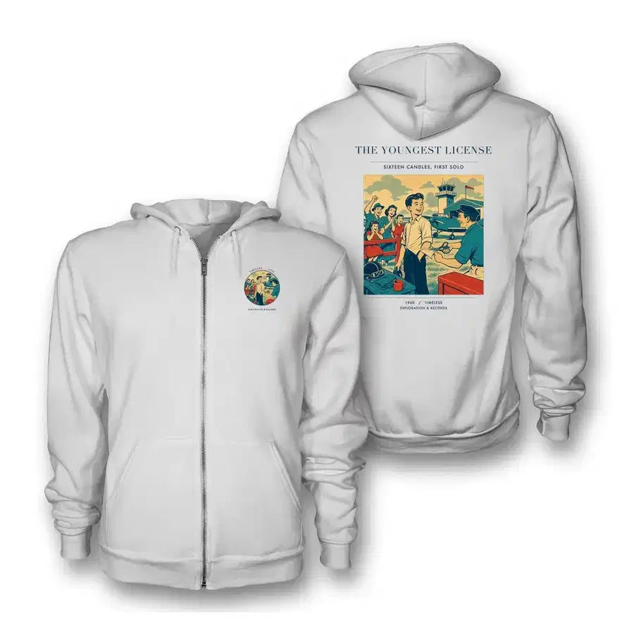 VINTAGE G4298 - The Youngest License - Premium Zipped Hoodie design on white