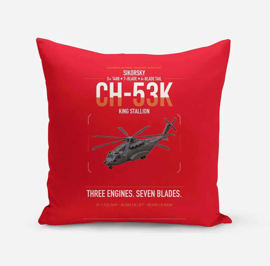 Sikorsky CH-53K King Stallion design on red pillow