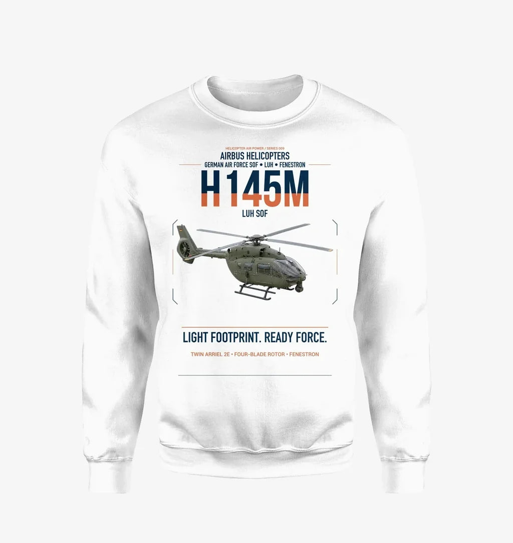Airbus Helicopters H145M LUH SOF design on white sweatshirt