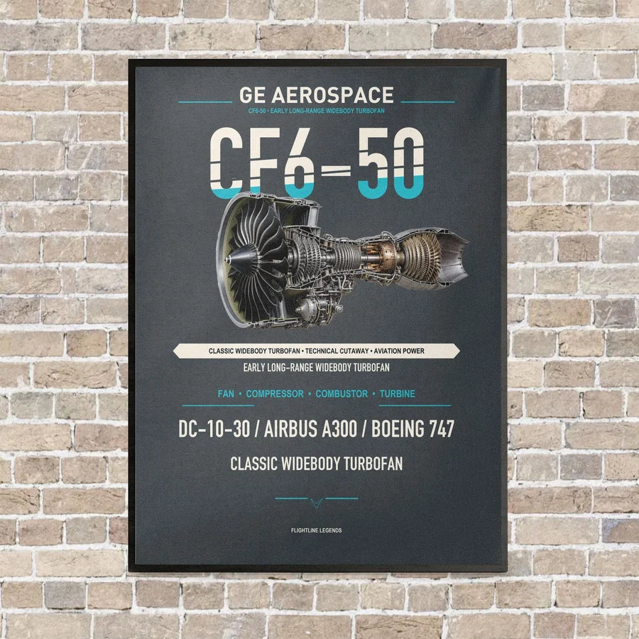 CF6-50 vertical canvas print - framed - gray background