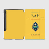 Thumbnail for Bahrain International Airport (BAH) design on yellow samsung tablet tablet case