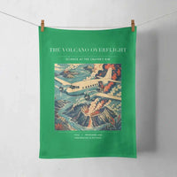 Thumbnail for VINTAGE G4206 - The Volcano Overflight - Designed Towels design on green