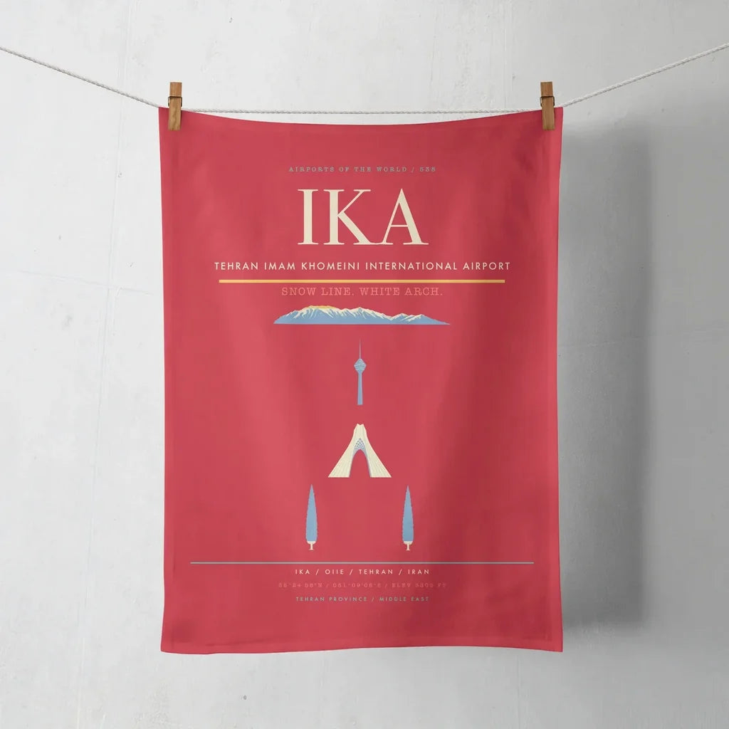 Tehran Imam Khomeini International Airport (IKA) design on red towel