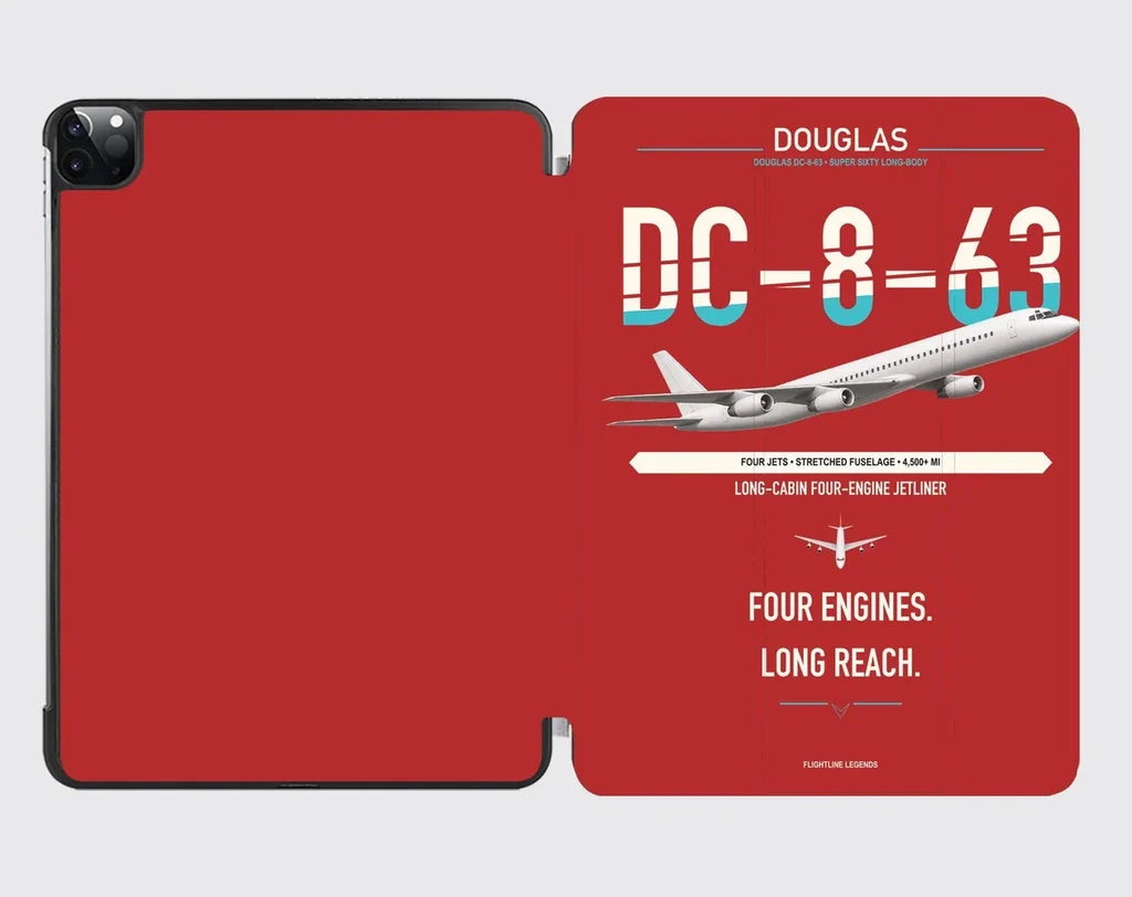 Douglas DC-8-63 design on red ipad tablet case