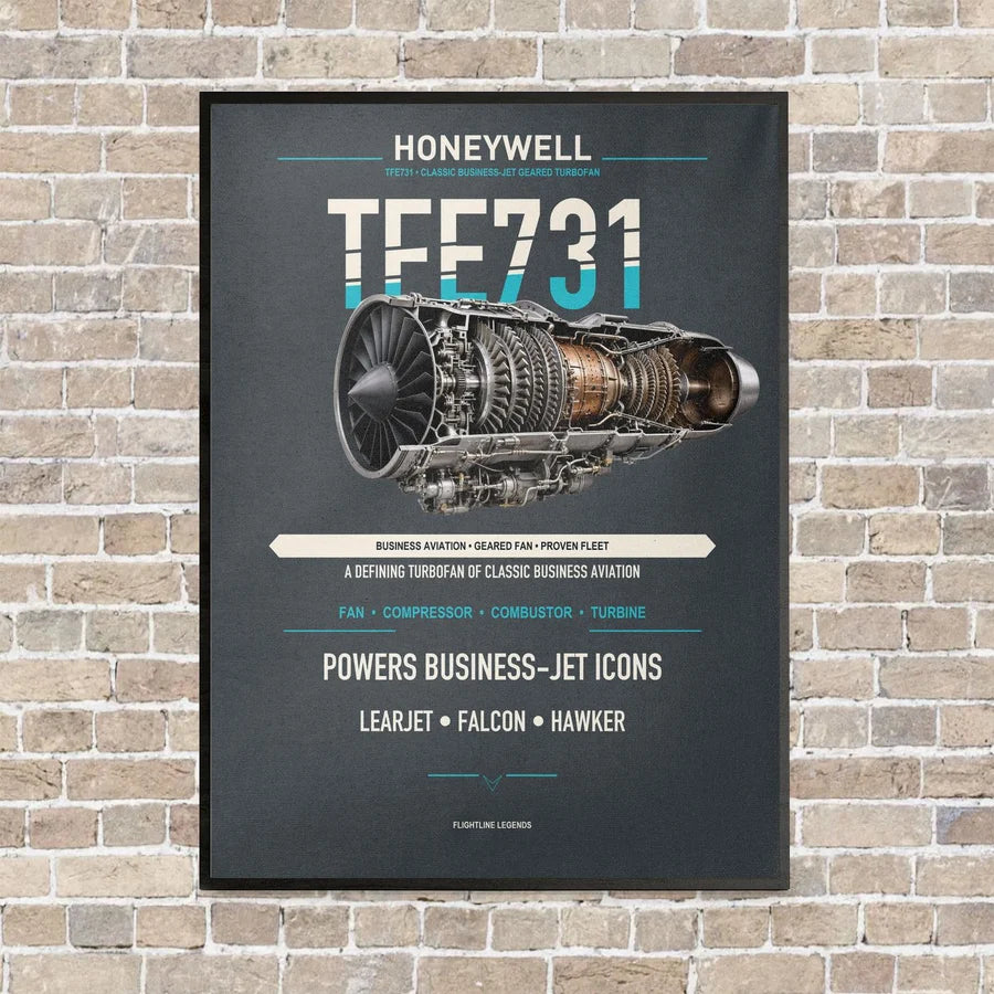 TFE731 vertical canvas print - framed - gray background