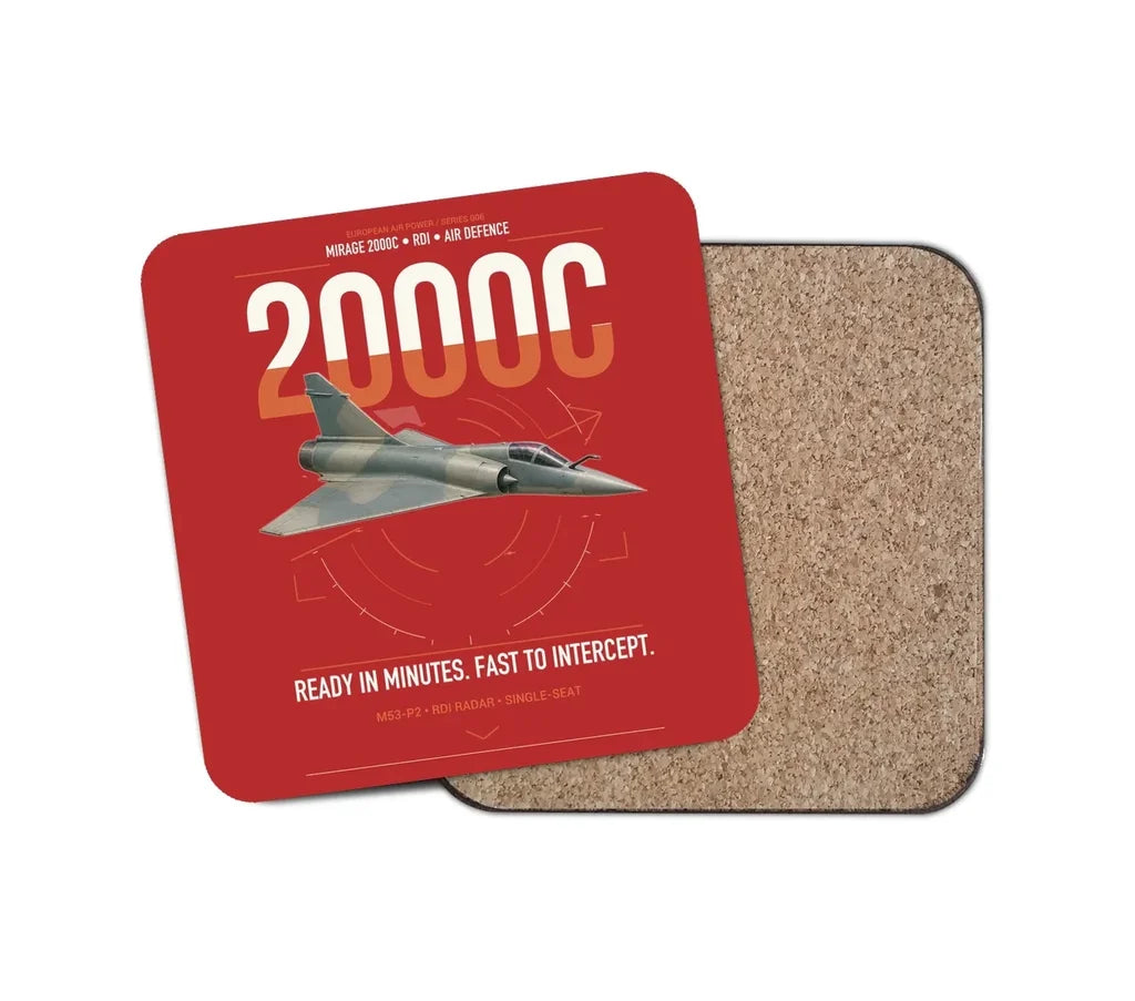 Dassault Mirage 2000C RDI design on red 1 piece coaster