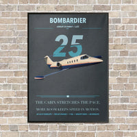Thumbnail for Bombardier Learjet 25 vertical canvas print - framed - gray background
