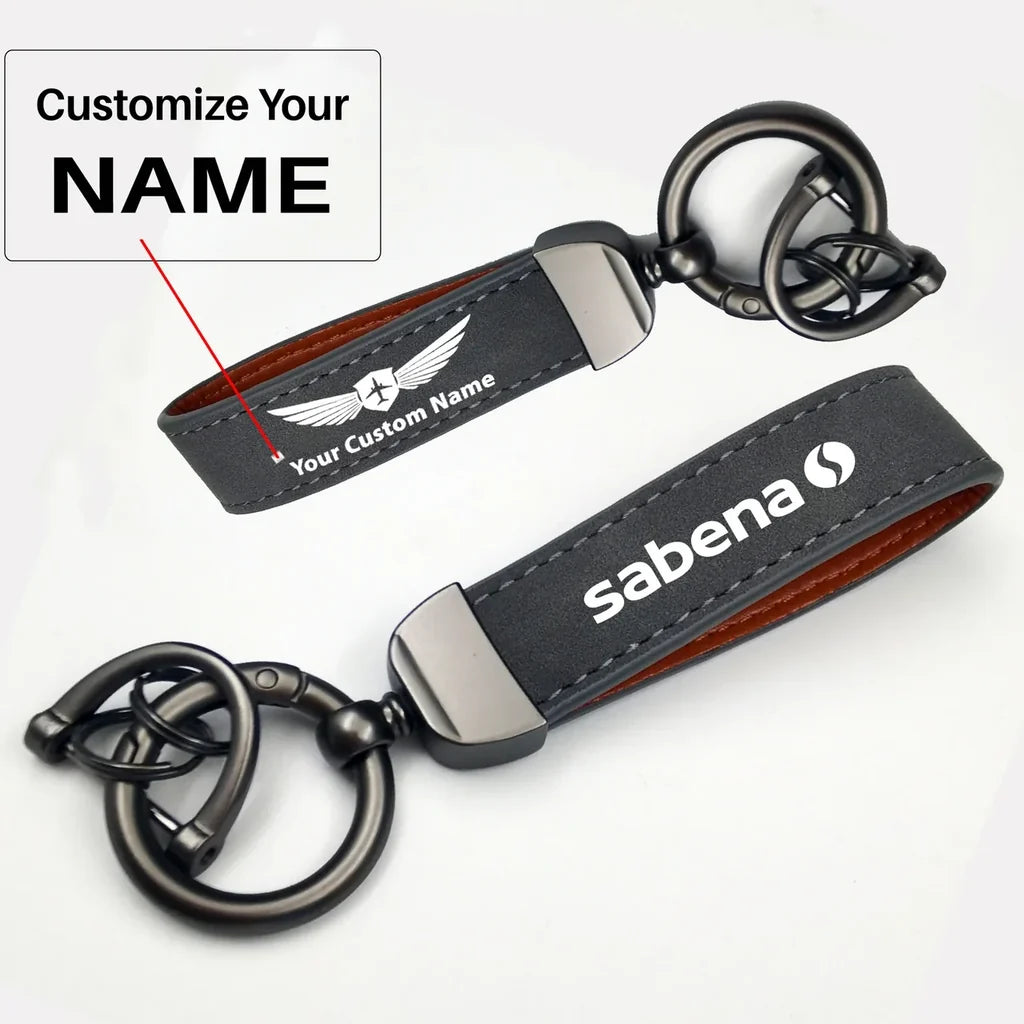 sabena Horseshoe Buckle key chain, Gray + Name