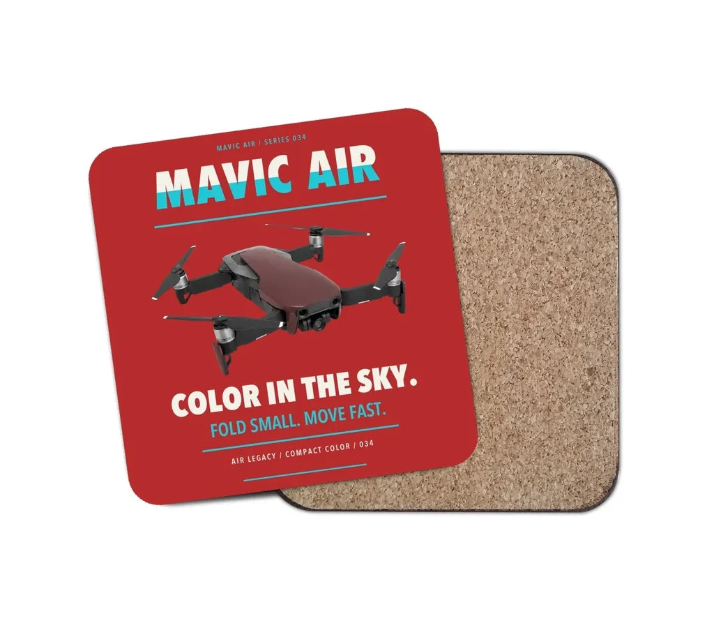 DJI Mavic Air design on red 1 piece coaster