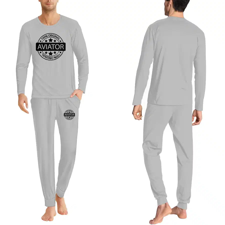 %100 Original Aviator men pajamas - Light Gray