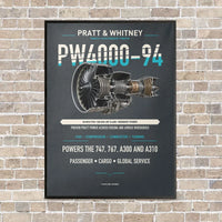 Thumbnail for PW4000-94 vertical canvas print - framed - gray background