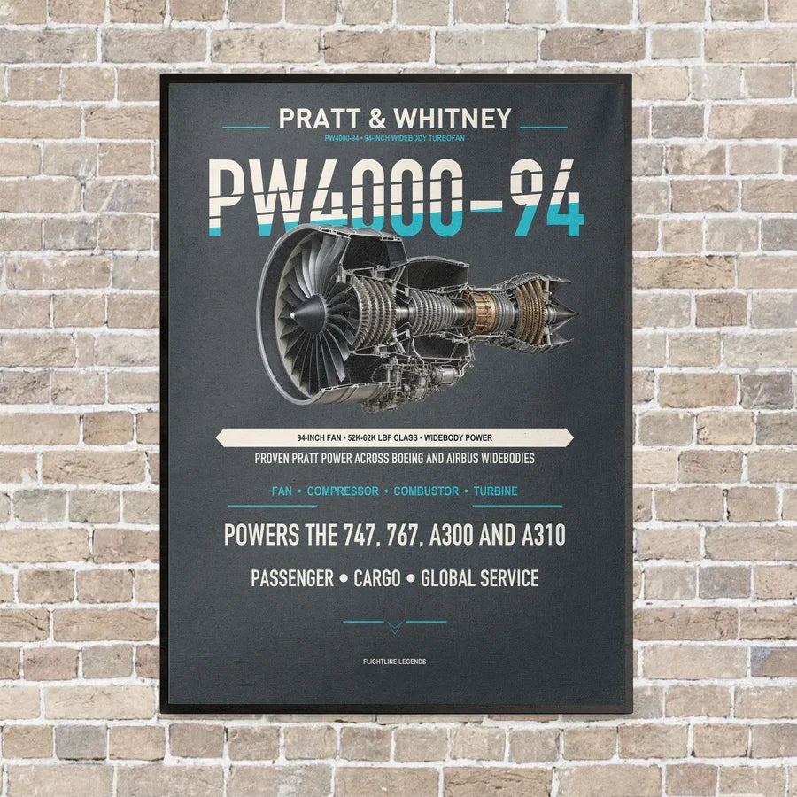 PW4000-94 vertical canvas print - framed - gray background