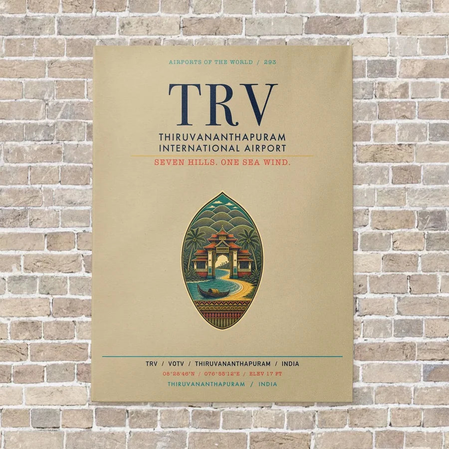 Thiruvananthapuram International Airport TRV vertical canvas print - no frame - beige background