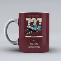 Thumbnail for Boeing 737-500 Classic double-side print on dark red ceramic mug