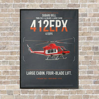 Thumbnail for SUBARU Bell 412EPX vertical canvas print - framed - gray background