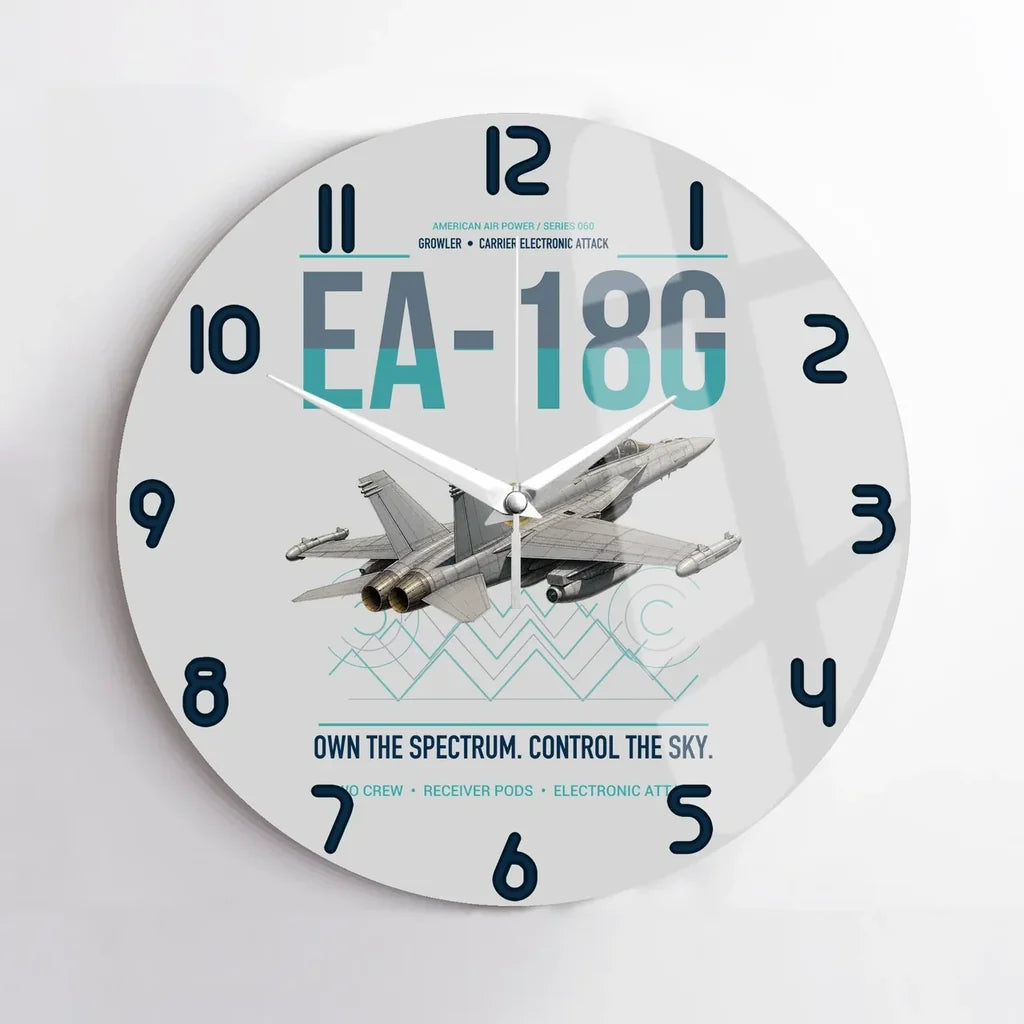 EA-18G Growler design on light gray no frame wall clock