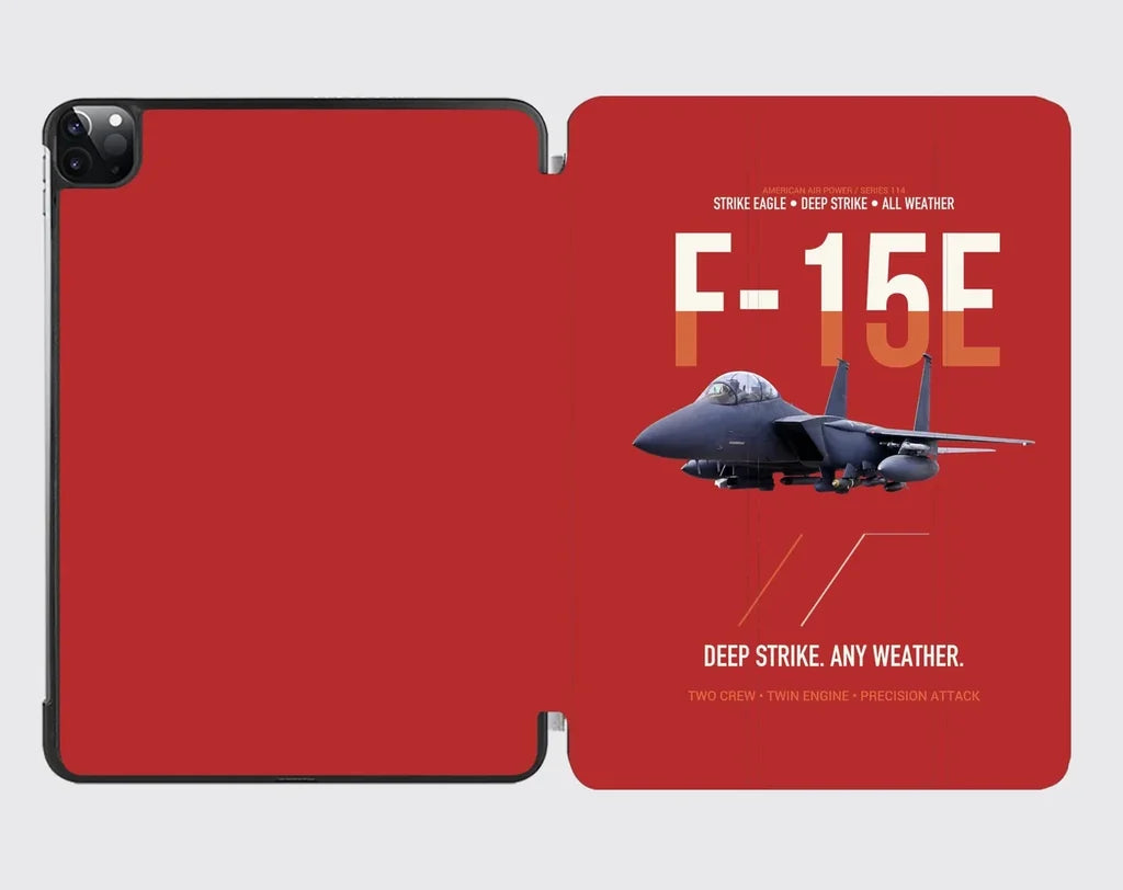 F-15E Strike Eagle Deep Strike Any Weather design on red ipad tablet case