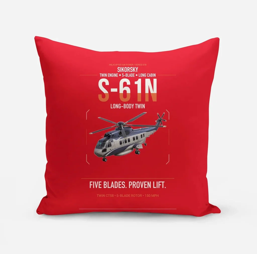Sikorsky S-61N design on red pillow