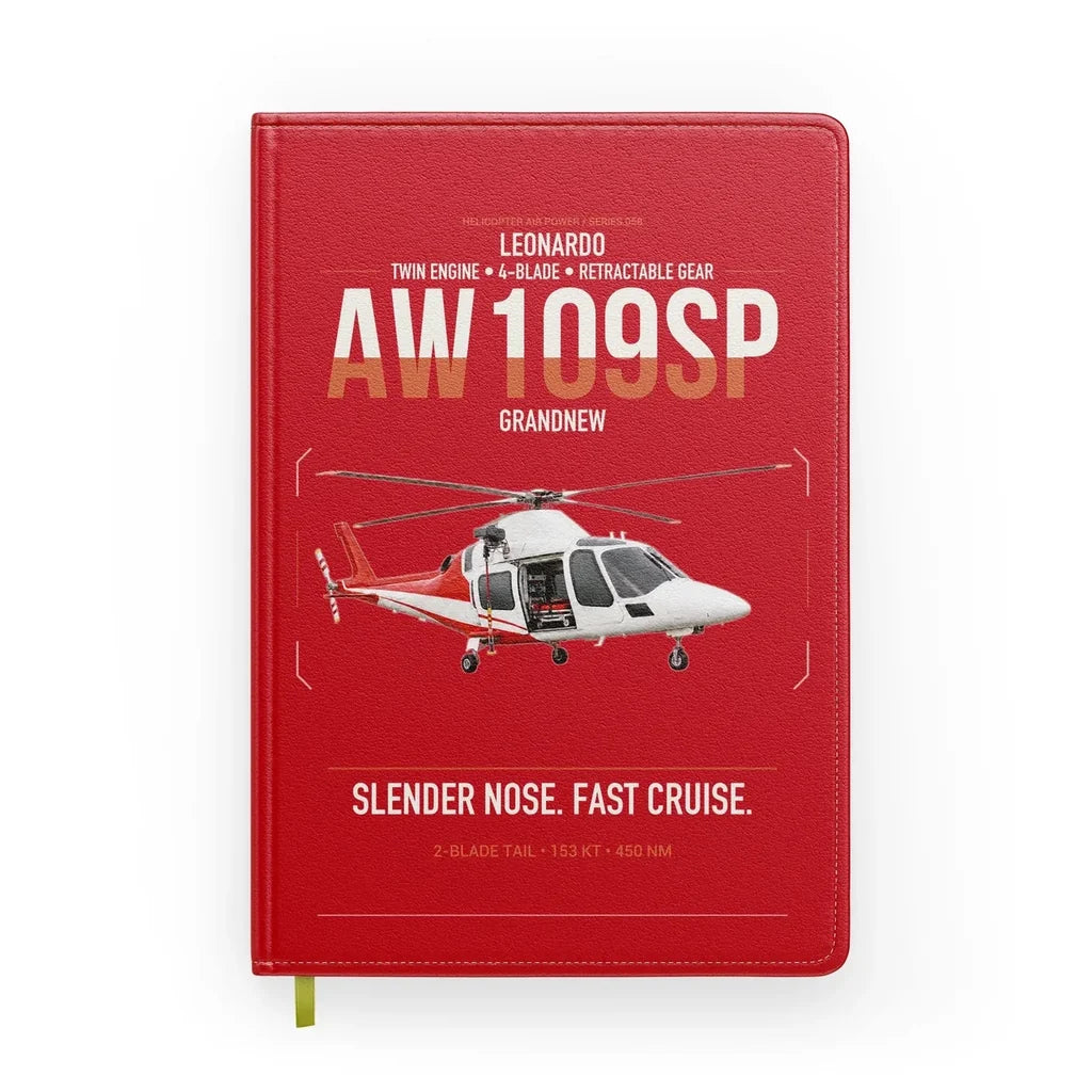 Leonardo AW109SP GrandNew design on red notebook