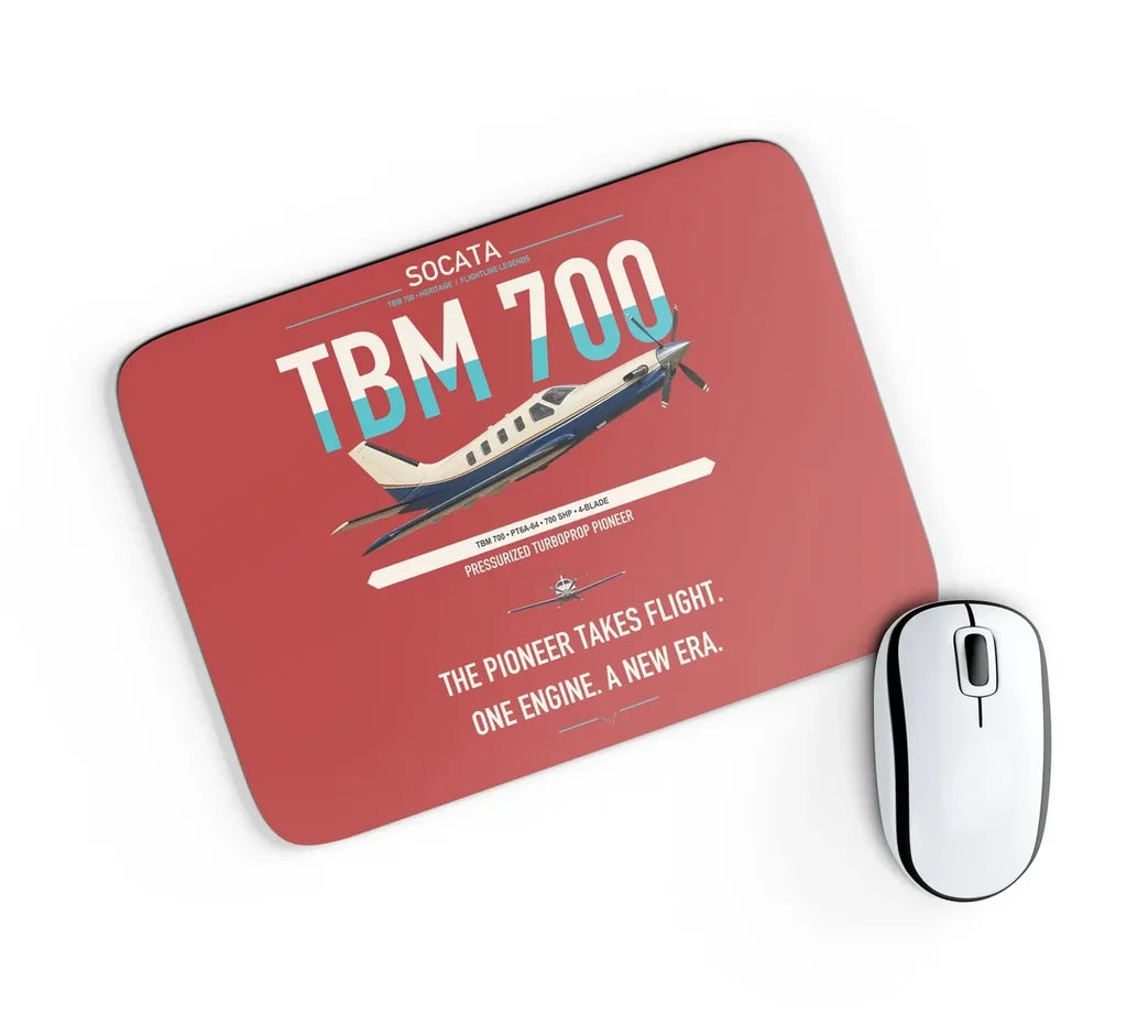 Socata TBM 700 design on red rectangle mouse pad