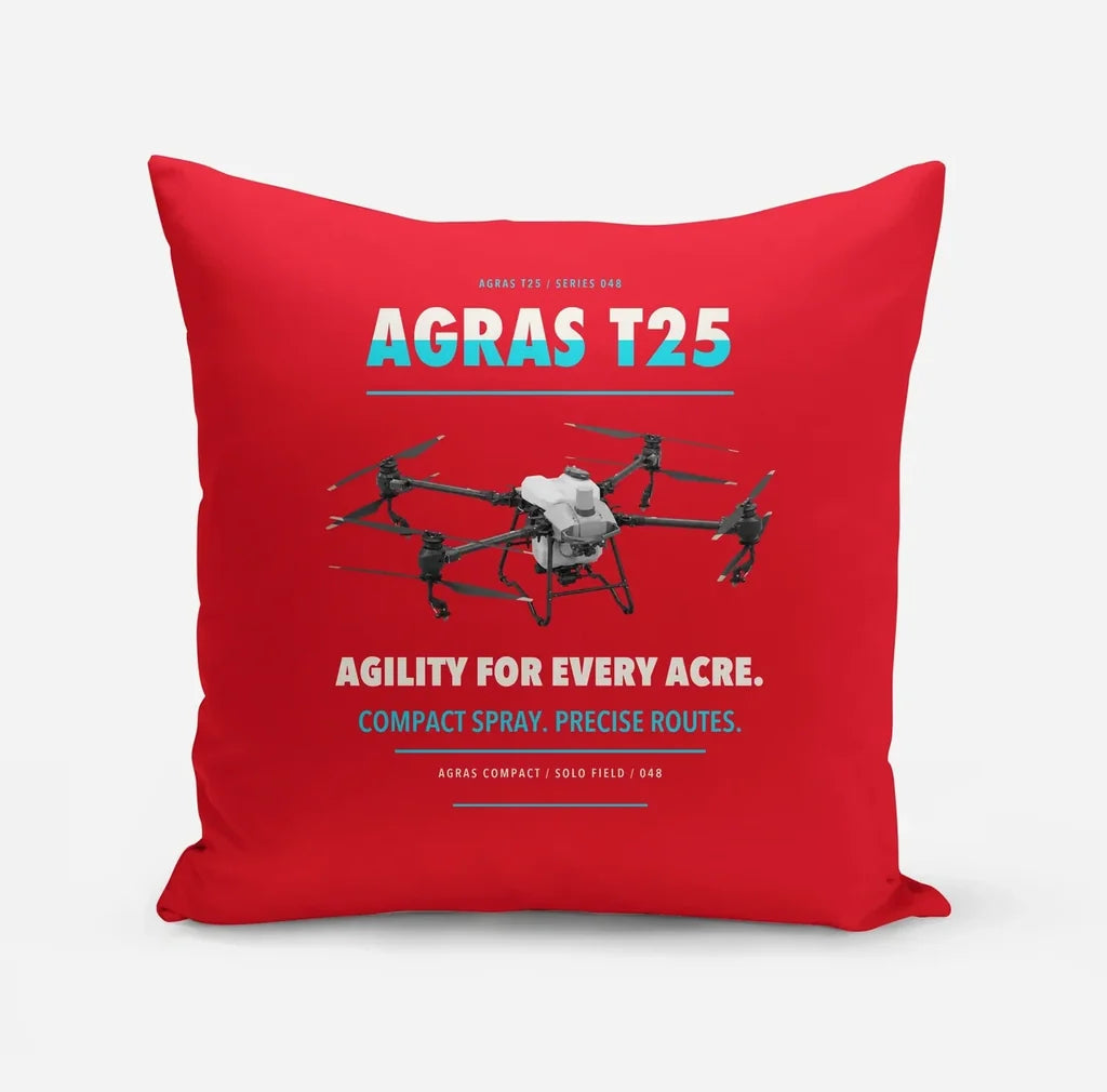 DJI Agras T25 design on red pillow