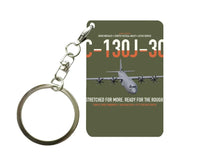 Thumbnail for C-130J-30 Super Hercules design on green army designed key chain, double-side print