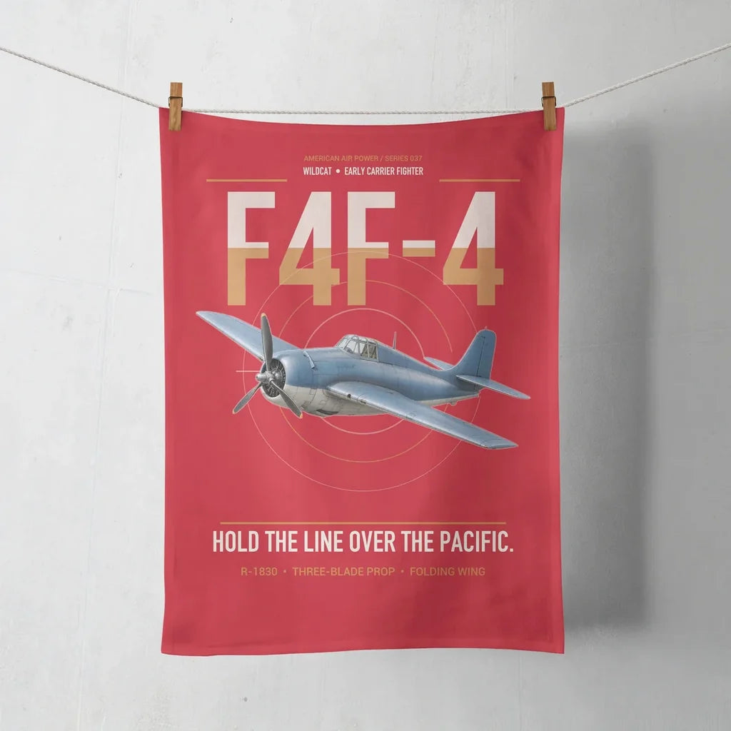 F4F-4 Wildcat design on red towel