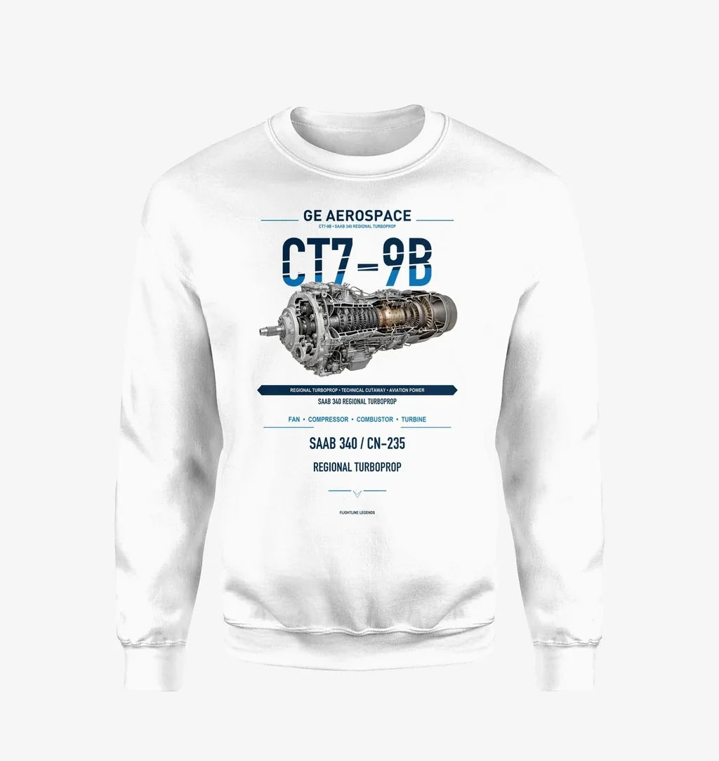 CT7-9B design on white sweatshirt
