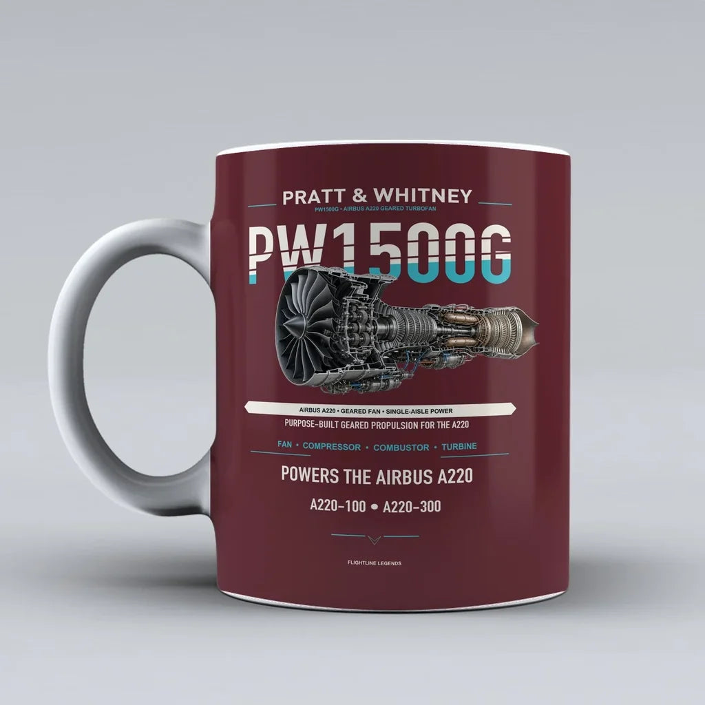 Mug design on dark red pw1500g