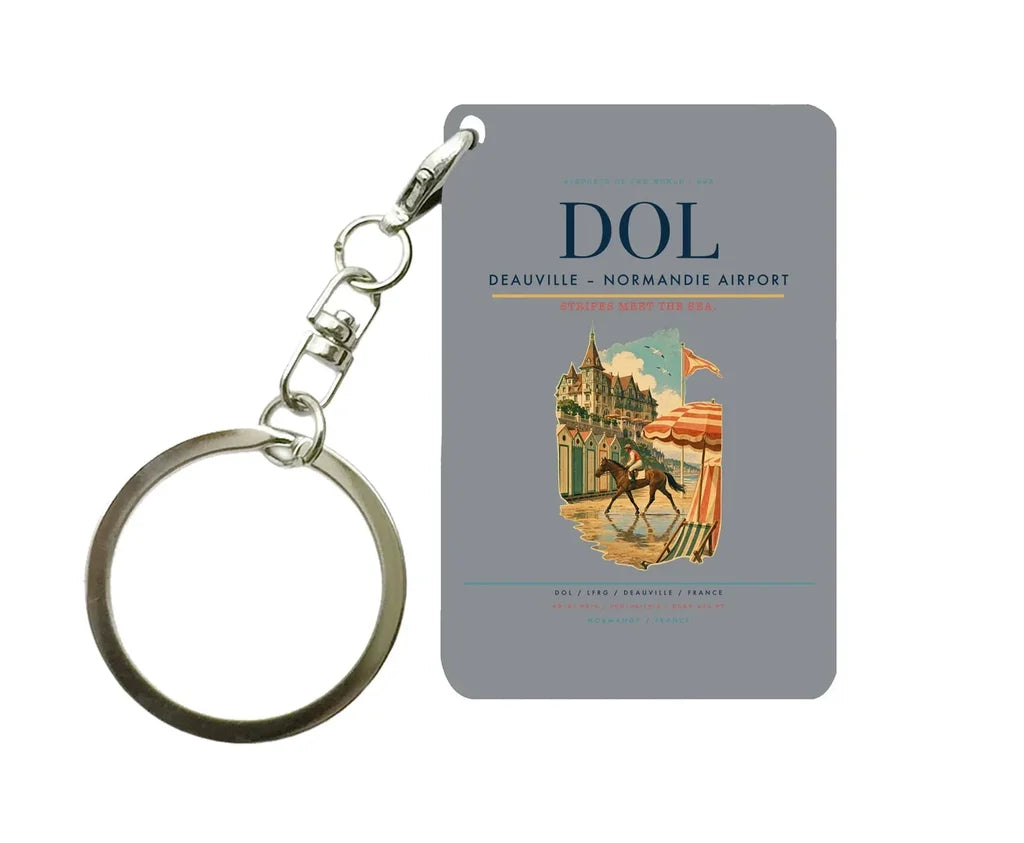 Deauville – Normandie Airport (DOL) design on gray key chain